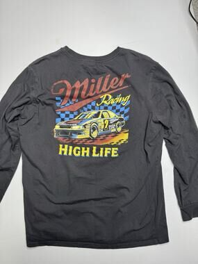 Miller High Life Racing Long Sleeve T Shirt Mens XL Black NASCAR Beer Graphic